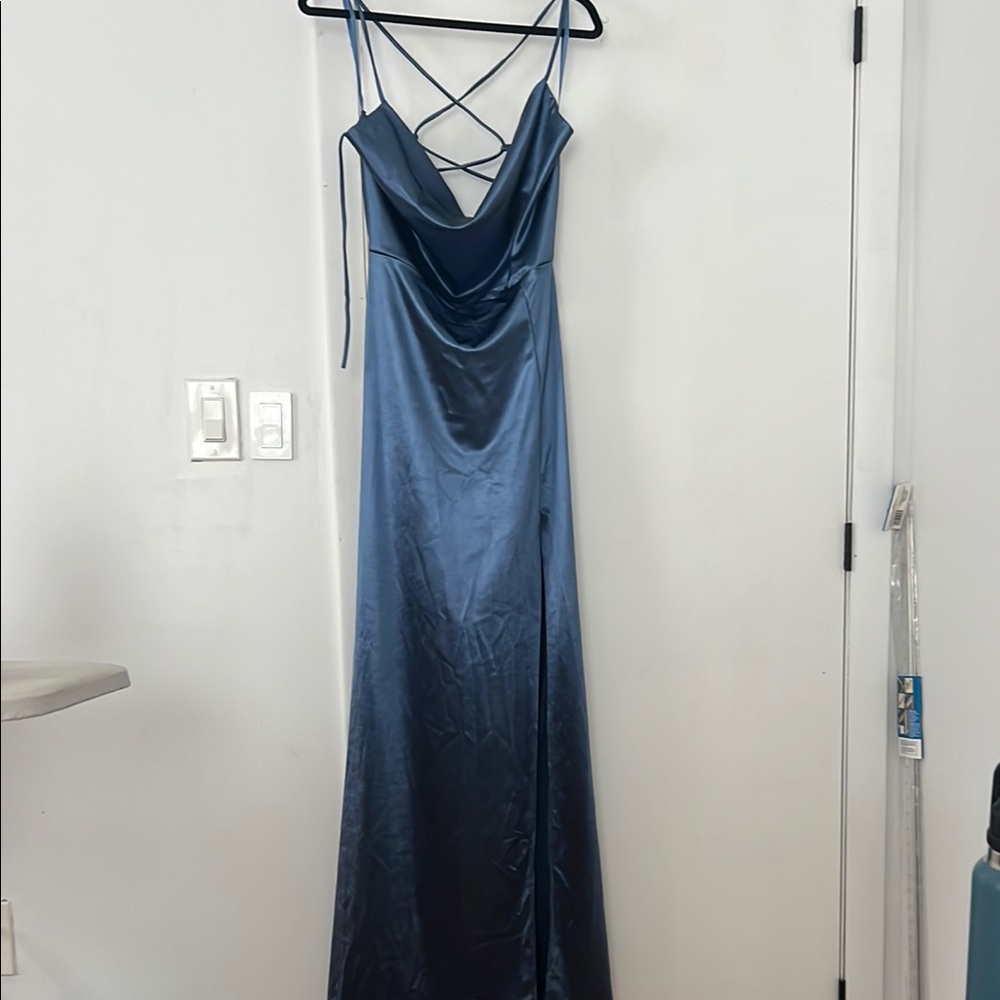 Elegant Blue Satin Dress